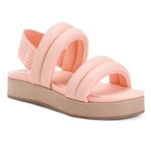 Koolaburra BY UGG ANIDA Puffy Quilted Faux Leather Slide Sandal Apricot 9.5 NIB